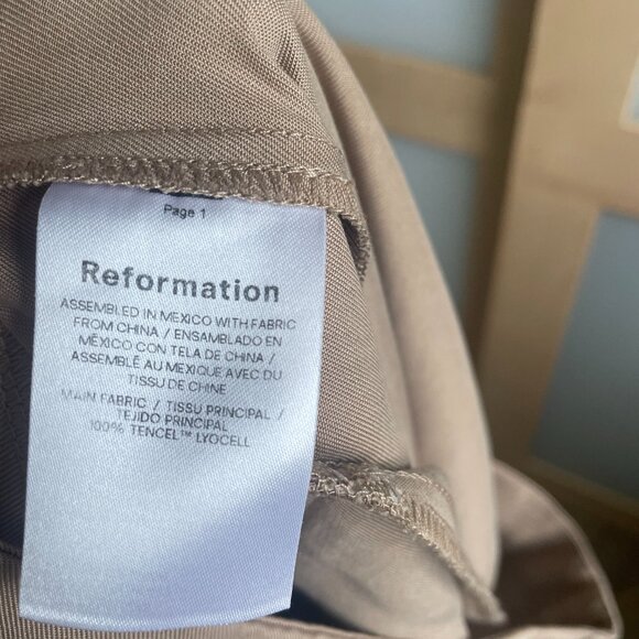 Reformation Tan Wide Leg Pants High Waisted Sz 8 - Picture 5 of 5